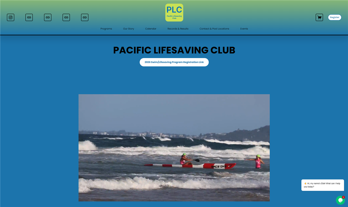 Pacific Lifesaving Club website mockup